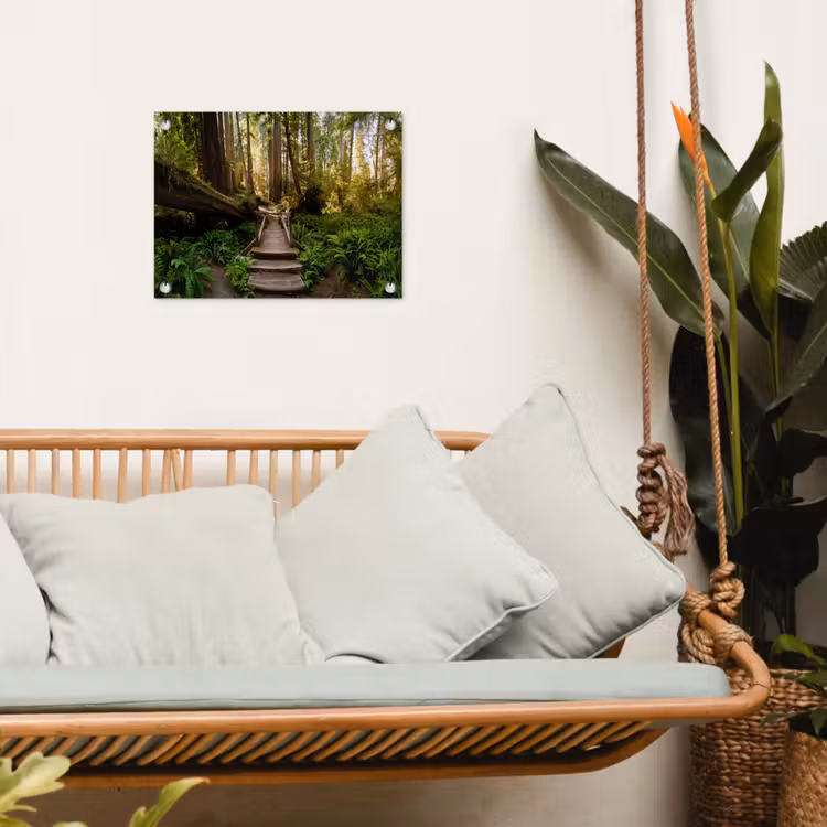 Verloren Brug in het Woud tuinposter los doek klein -sfeer7
