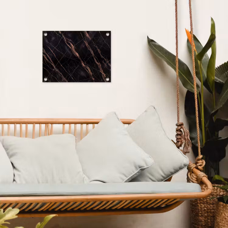 Marmer - Goud - Patroon - Luxe - Zwart tuinposter los doek klein -sfeer7