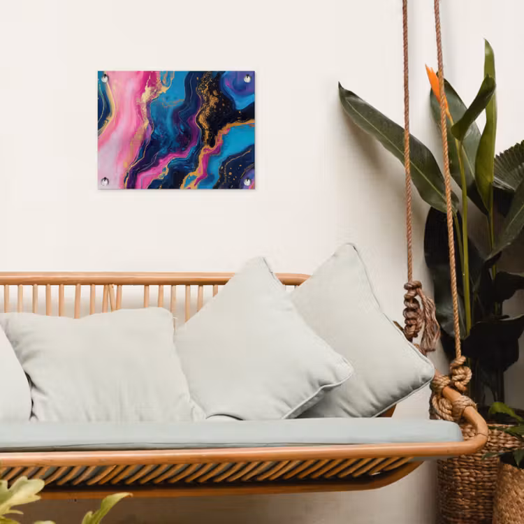 Marmer - Modern - Goud tuinposter los doek klein -sfeer7