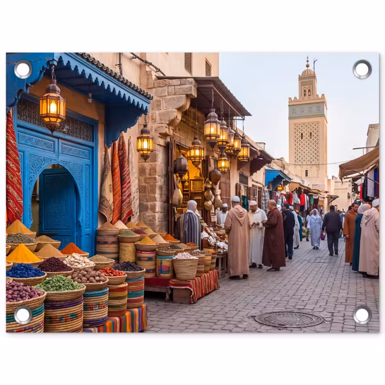 Garden Poster - Market - Oriental - Colorful - Markt - Oosters - Kleurrijk tuinposter los doek klein