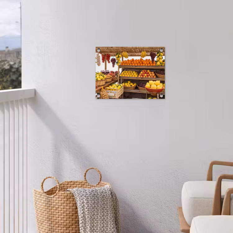 Garden Poster - Market Stall - Fruit - Fresh - Marktkraam - Fruit - Vers tuinposter los doek klein