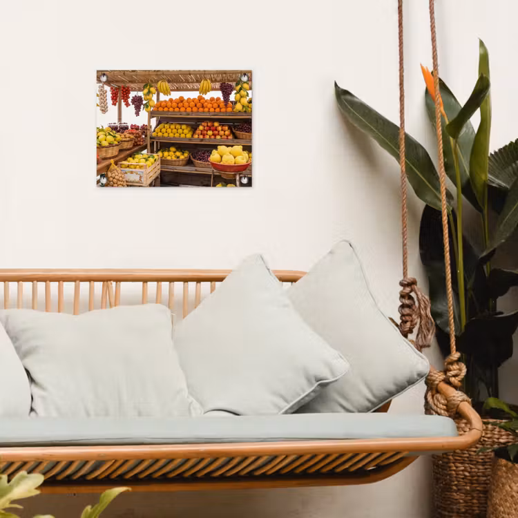 Garden Poster - Market Stall - Fruit - Fresh - Marktkraam - Fruit - Vers tuinposter los doek klein