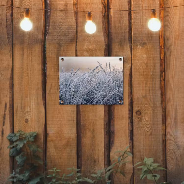 Rijp - Gras - Kristallen - Winter - Minimalistisch tuinposter los doek klein -sfeer1