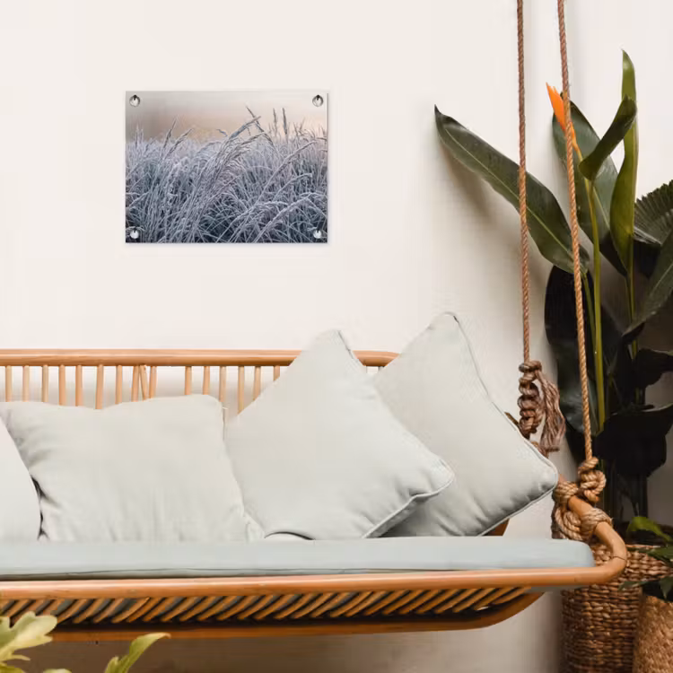 Rijp - Gras - Kristallen - Winter - Minimalistisch tuinposter los doek klein -sfeer7