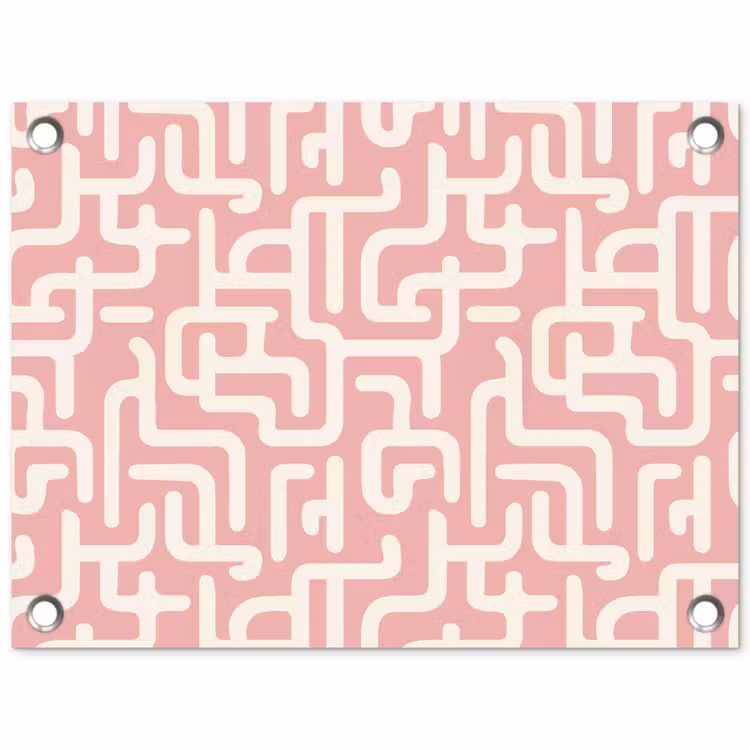 Doolhofpatroon - Roze - Wit - Abstract tuinposter los doek klein 239 -3d