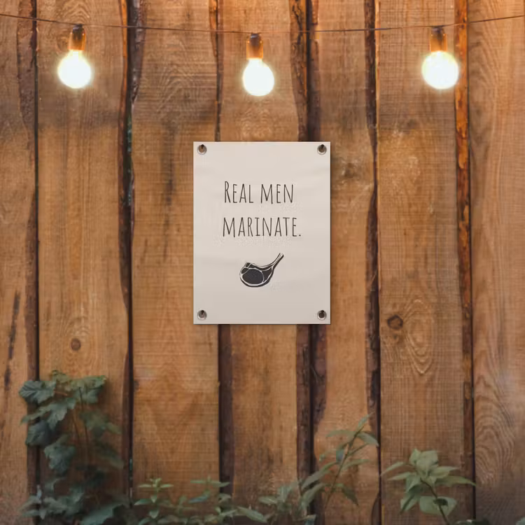 Vlees - Minimalistisch - Beige - Quote tuinposter los doek klein -sfeer1