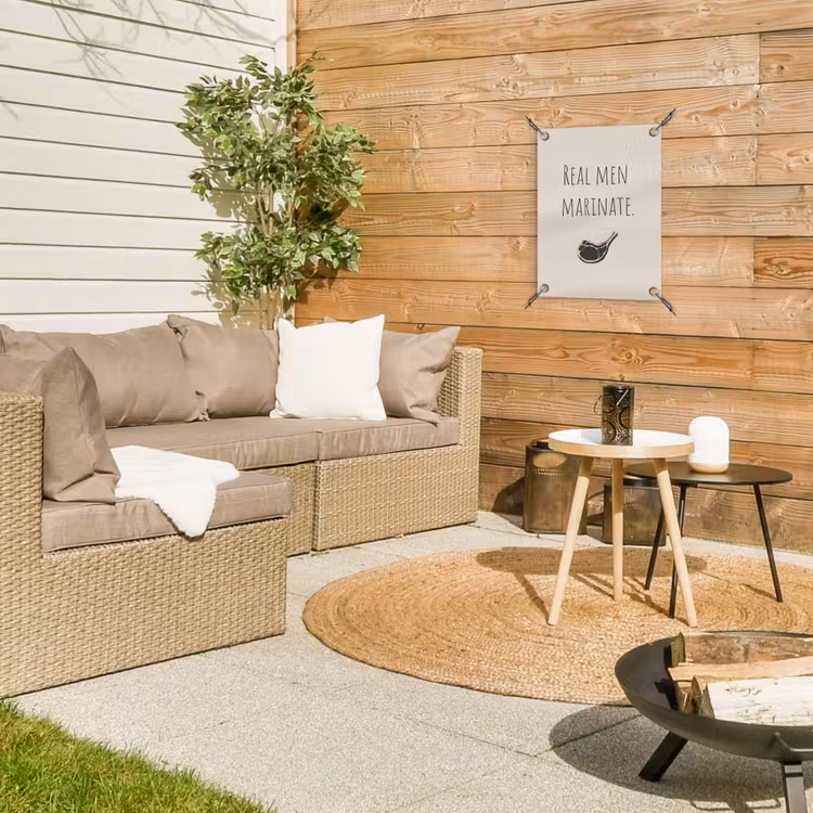 Vlees - Minimalistisch - Beige - Quote tuinposter los doek klein -sfeer4
