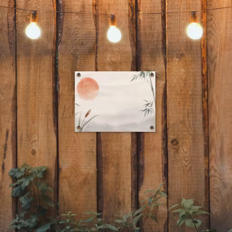 Minimalistisch - Bamboe - Groen tuinposter los doek klein -sfeer1