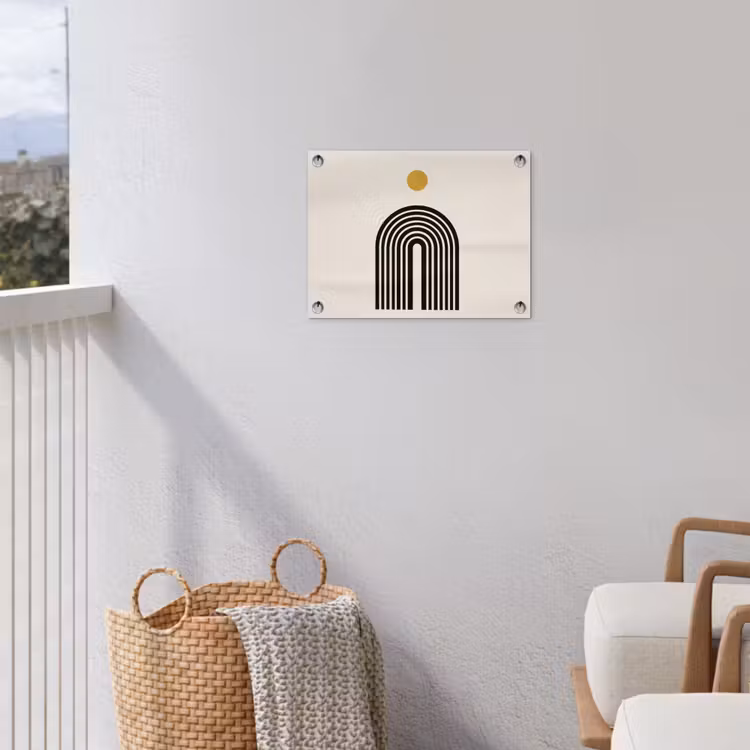 Minimalistisch - Zwarte boog - Gouden cirkel tuinposter los doek klein -sfeer8