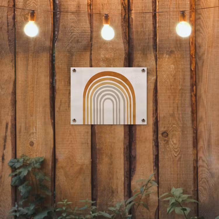 Minimalistisch - Boog - Lijnen - Beige tuinposter los doek klein -sfeer1