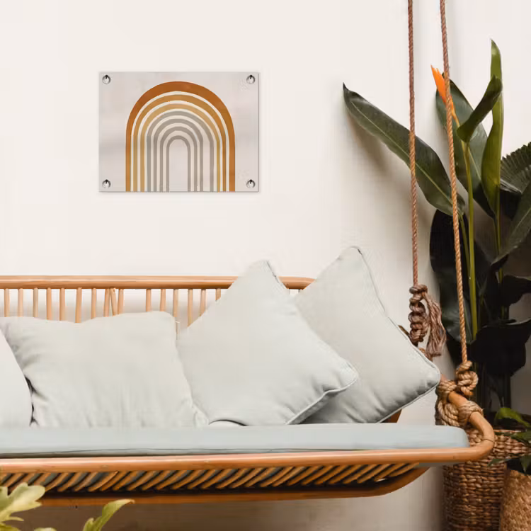 Minimalistisch - Boog - Lijnen - Beige tuinposter los doek klein -sfeer7
