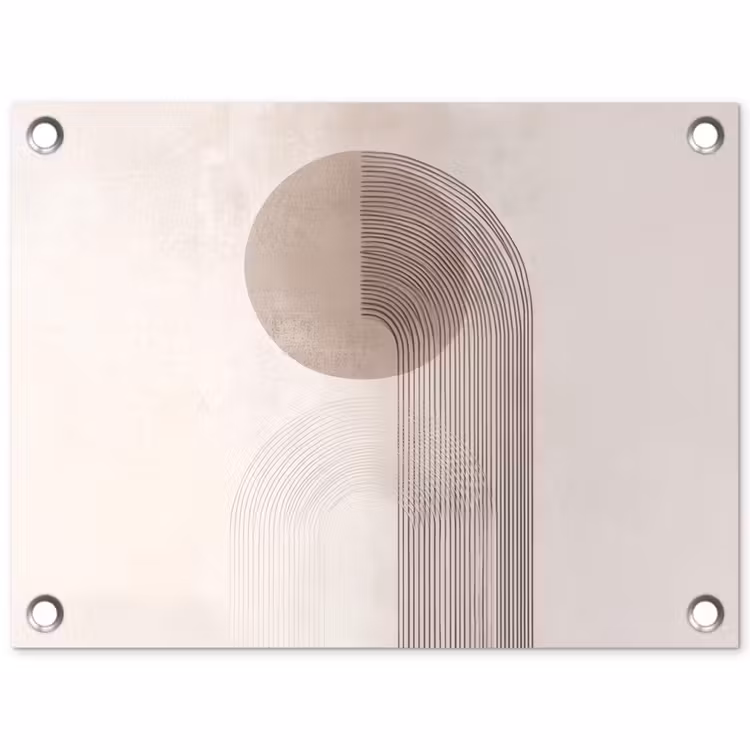 Minimalistisch - Cirkel - Lichtgrijs tuinposter los doek klein -3d