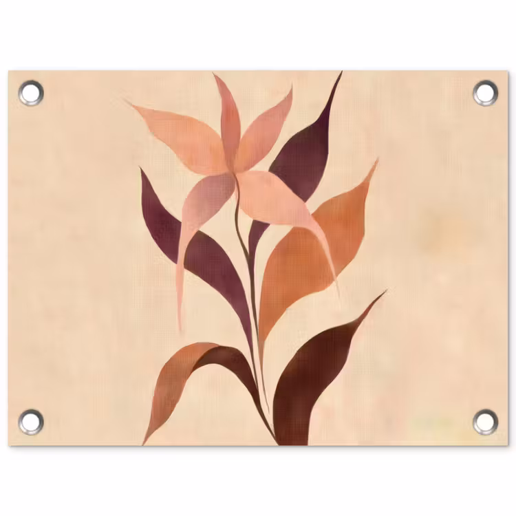 Minimalistisch - Bloem - Bladeren - Beige tuinposter los doek klein -3d