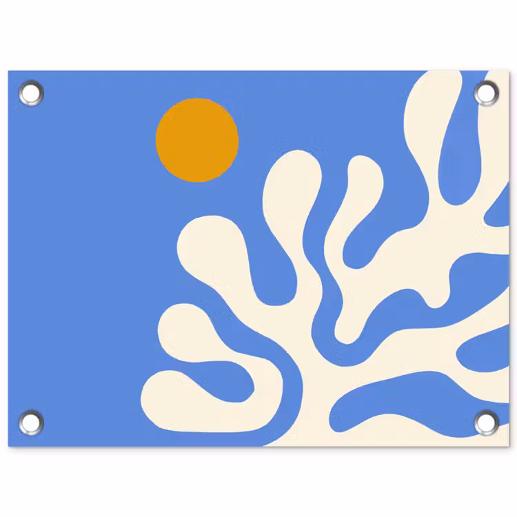 Minimalistisch - Organisch patroon - Blauw tuinposter los doek klein -3d