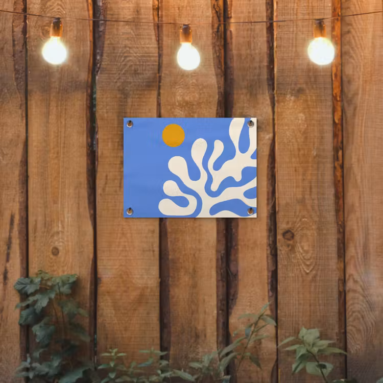Minimalistisch - Organisch patroon - Blauw tuinposter los doek klein -sfeer1