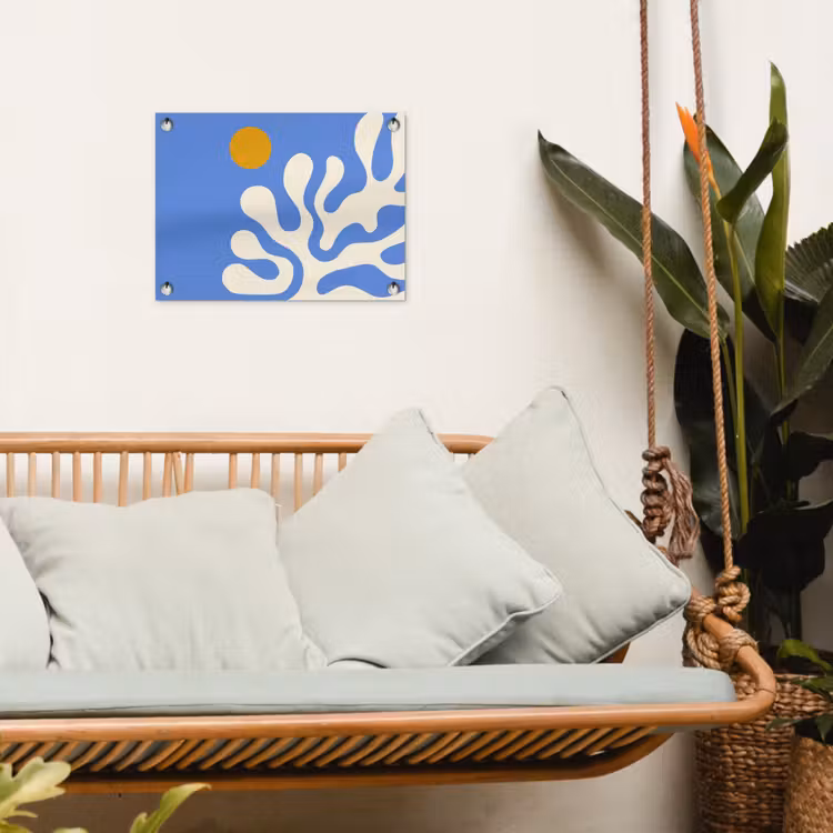 Minimalistisch - Organisch patroon - Blauw tuinposter los doek klein -sfeer7