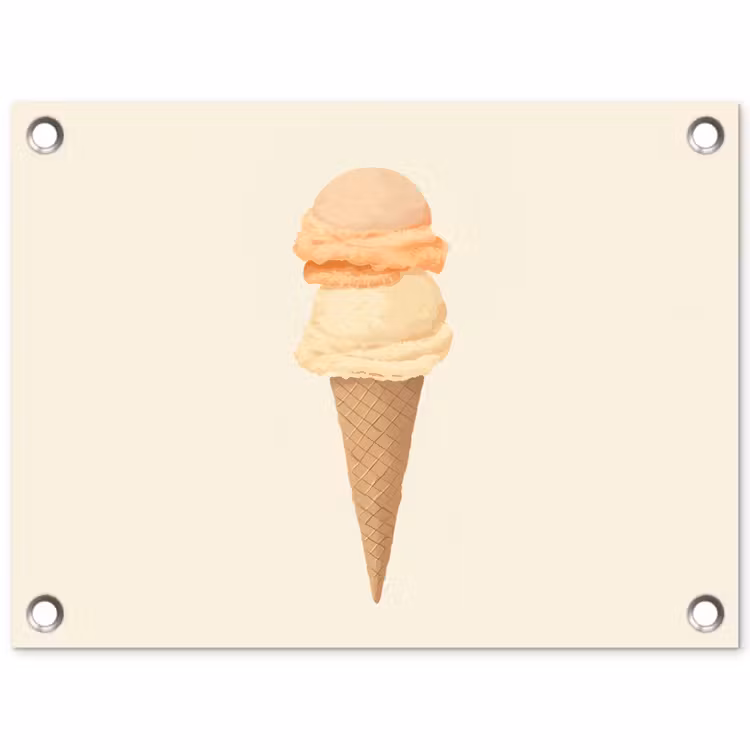 Minimalistisch - Schepijs - Hoorntje - Beige tuinposter los doek klein -3d