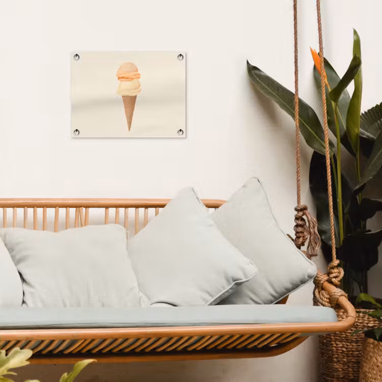 Minimalistisch - Schepijs - Hoorntje - Beige tuinposter los doek klein -sfeer7