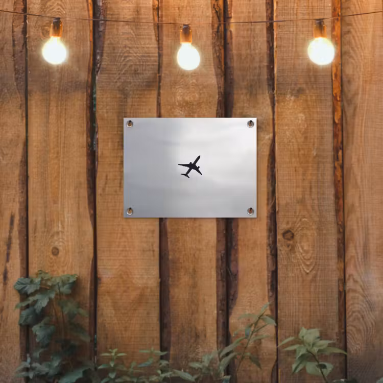 Minimalistisch - Silhouet - Zwart - Vliegtuig tuinposter los doek klein -sfeer1