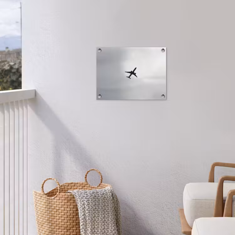 Minimalistisch - Silhouet - Zwart - Vliegtuig tuinposter los doek klein -sfeer8