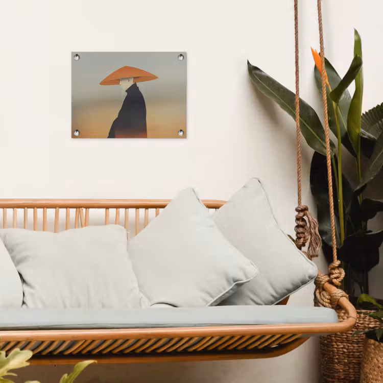 Minimalistisch - Silhouet - Oranje tuinposter los doek klein -sfeer7