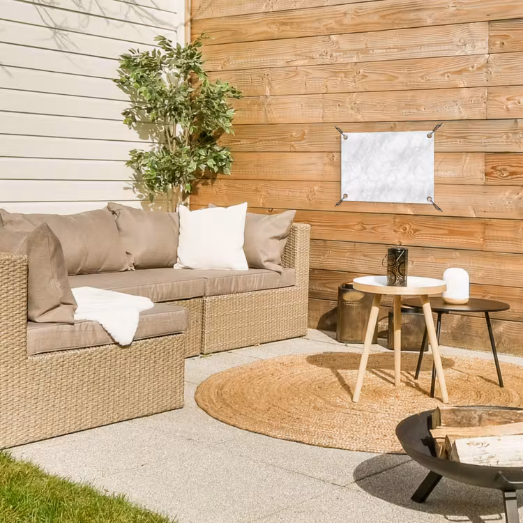 Minimalistisch - Wit - Grijze aders tuinposter los doek klein 239 -sfeer4