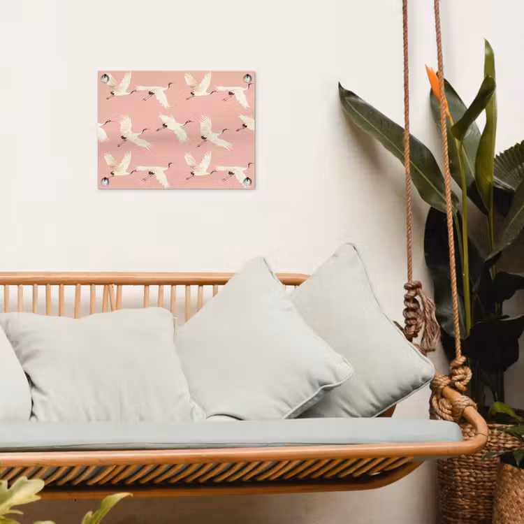 Modern - Kraanvogels - Roze tuinposter los doek klein 239 -sfeer7