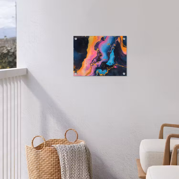 Modern - Marmer - Oranje tuinposter los doek klein -sfeer8