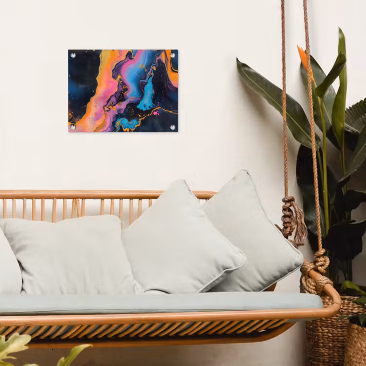 Modern - Marmer - Oranje tuinposter los doek klein -sfeer7