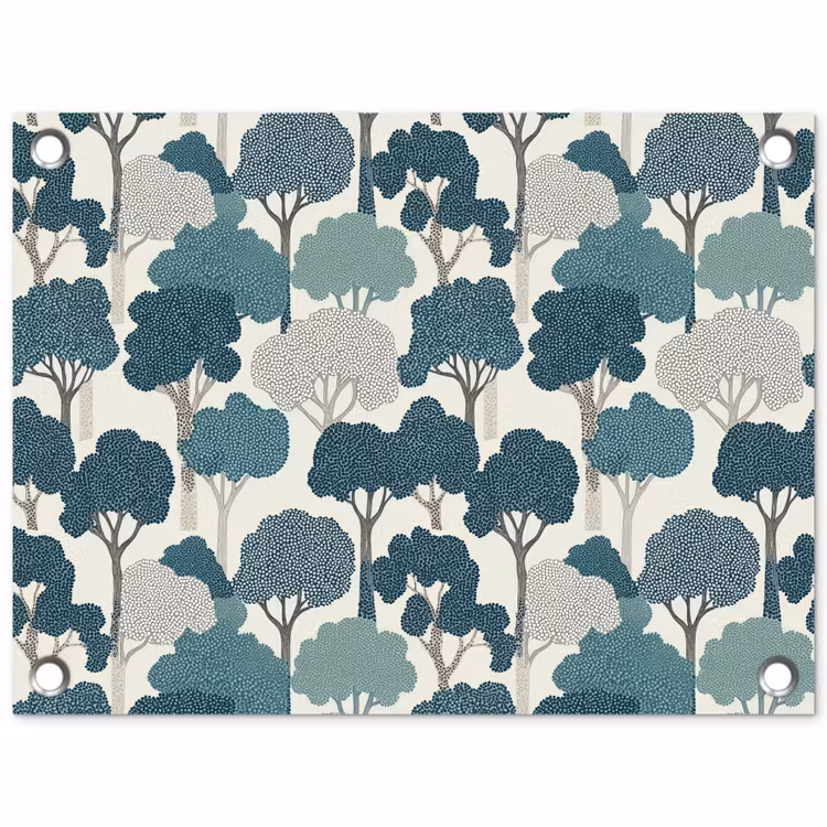 Modern - Bomen - Bos - Patroon - Blauw tuinposter los doek klein 239 -3d