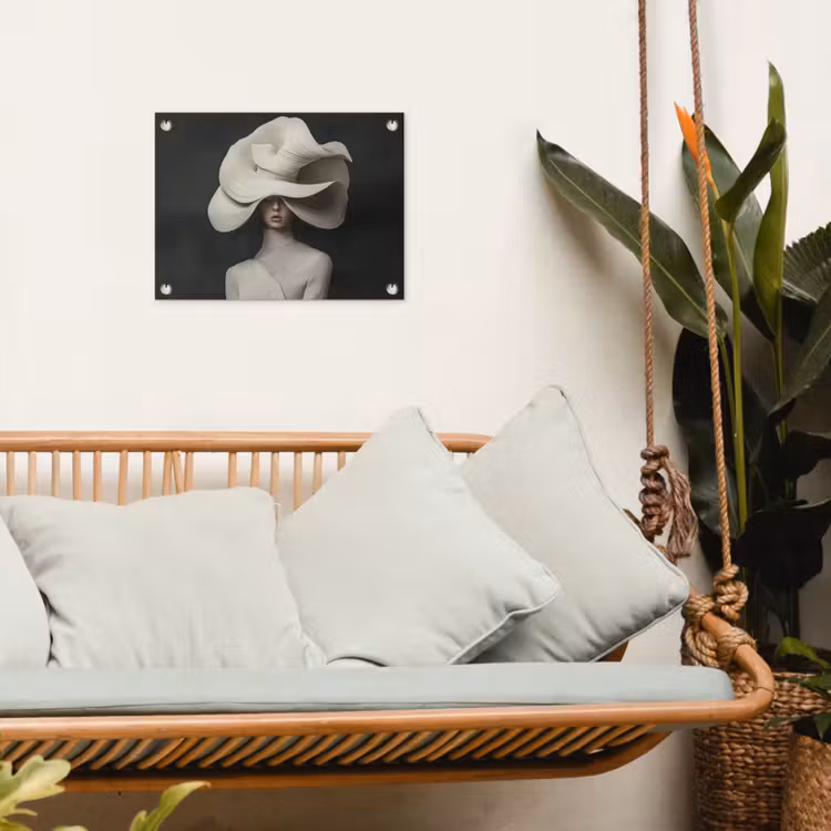 Modern - Vrouw - Hoed tuinposter los doek klein -sfeer7