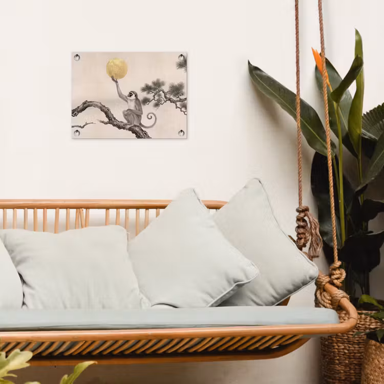 Aap - Maan - Goud tuinposter los doek klein -sfeer7