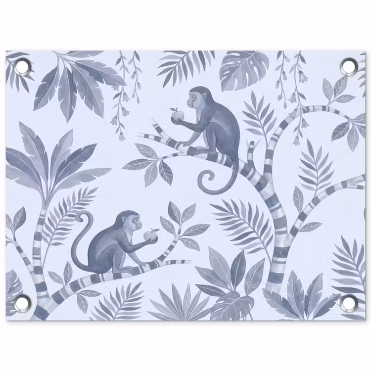 Aap - Boom - Bladeren - Jungle - Illustratie tuinposter los doek klein -3d