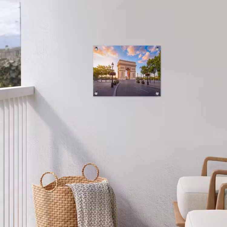 Monument - Parijs - Zonsondergang - Architectuur - Goud tuinposter los doek klein -sfeer8