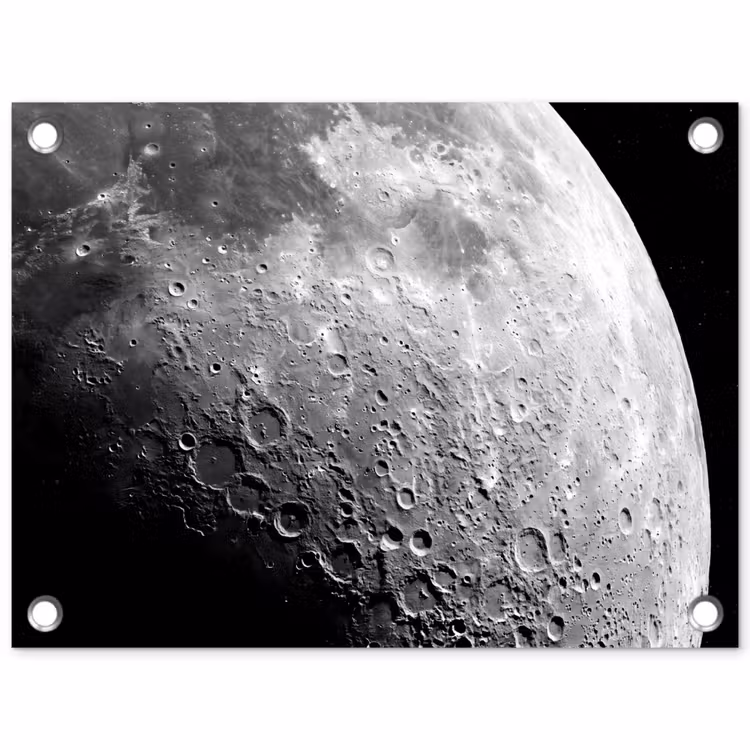 Garden Poster - Moon - Craters - Space - Maan - Kraters - Ruimte tuinposter los doek klein