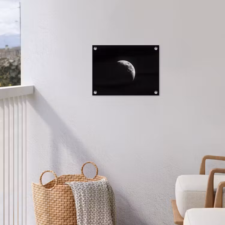 Maan - Hemel - Zwart - Schaduw tuinposter los doek klein -sfeer8