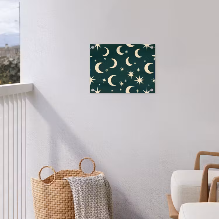 Manen - Sterren - Groen tuinposter los doek klein 239 -sfeer8