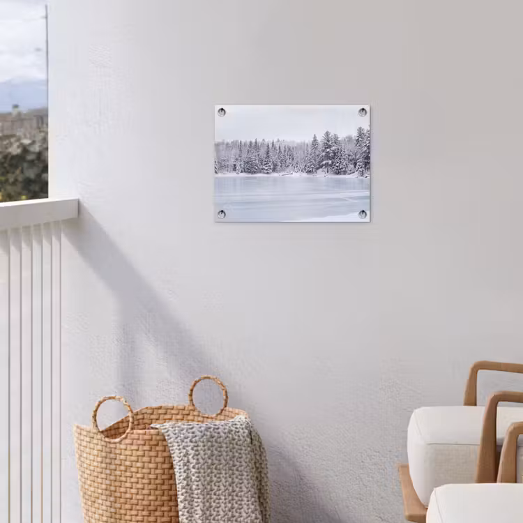 Meer - Dennen - IJs - Winter - Rustgevend tuinposter los doek klein -sfeer8