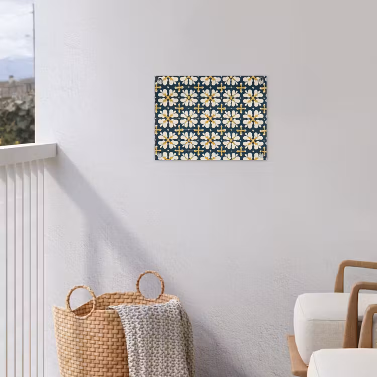 Motief - Tegel - Okergeel tuinposter los doek klein 239 -sfeer8