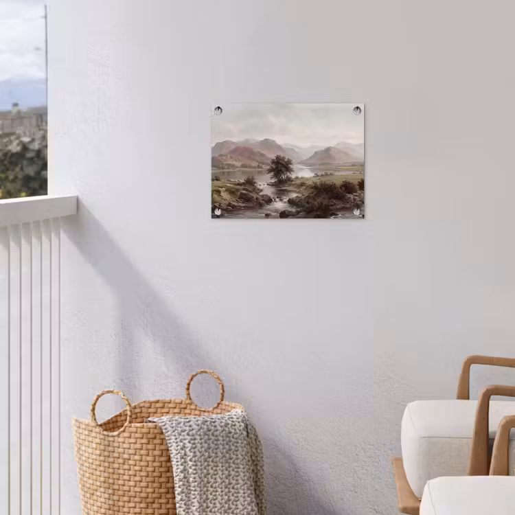 Berglandschap - Meer - Bergen - Vallei - Klassiek tuinposter los doek klein -sfeer8