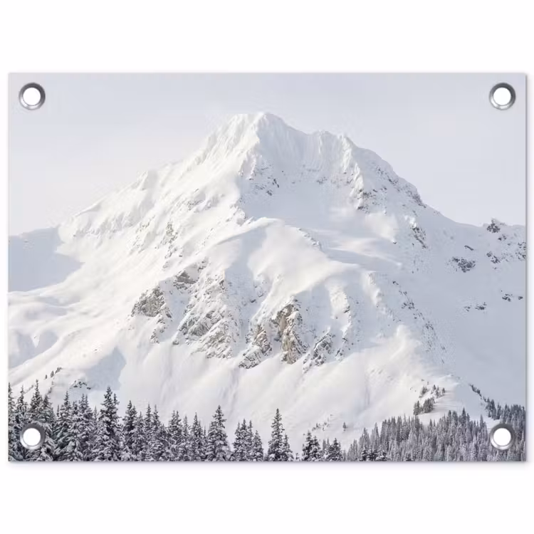Berg - Sneeuw - Winter - Natuur - Wit tuinposter los doek klein -3d