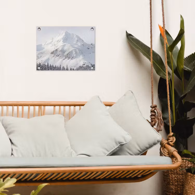 Berg - Sneeuw - Winter - Natuur - Wit tuinposter los doek klein -sfeer7