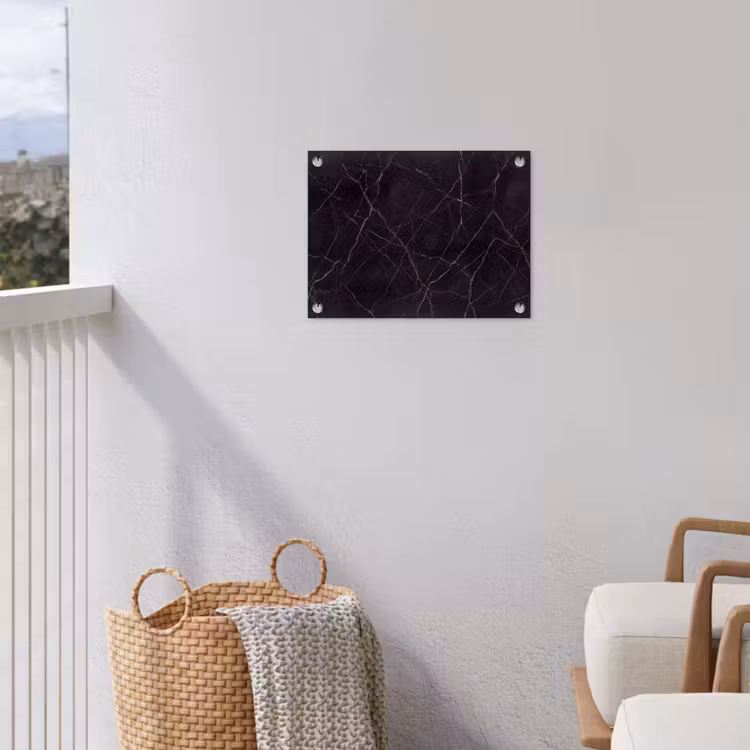 Natuursteen - Marmerpatroon - Abstract - Modern - Zwart - Goud tuinposter los doek klein -sfeer8