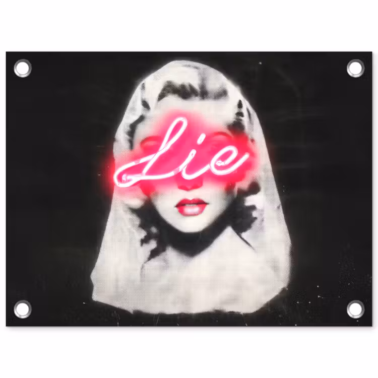Neon - Letters - Vintage - Vrouw tuinposter los doek klein -3d