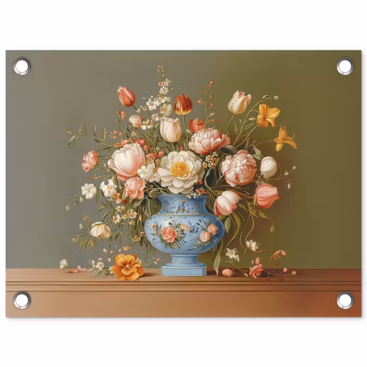 Neutral - Bloemen - Boeket - Vaas tuinposter los doek klein -3d