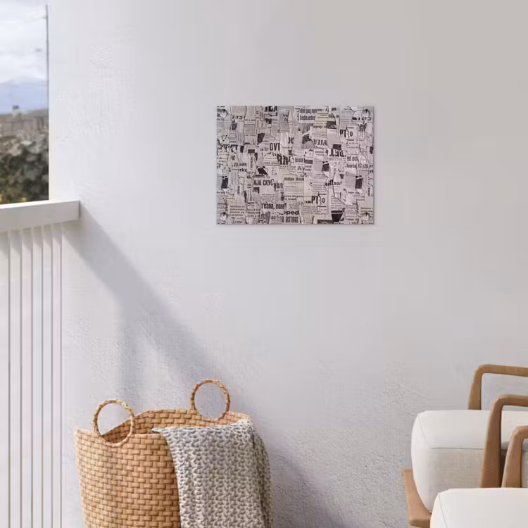 Krant - Gescheurd - Textuur - Abstract - Zwart-wit tuinposter los doek klein -sfeer8