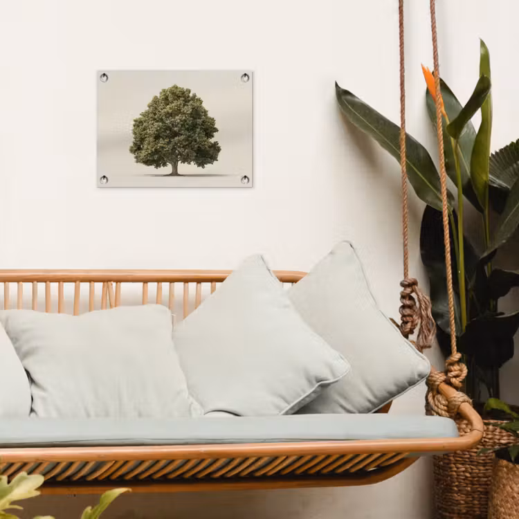 Eikenboom - Groen - Lichte achtergrond tuinposter los doek klein -sfeer7