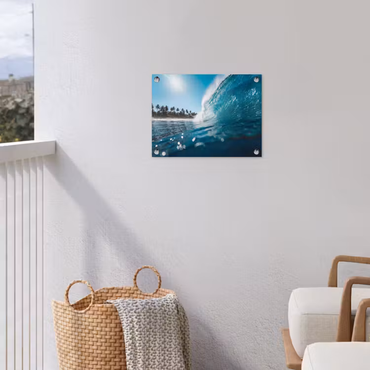 Oceaan - Golf - Strand - Natuur - Blauw tuinposter los doek klein -sfeer8