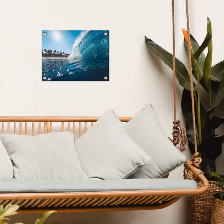 Oceaan - Golf - Strand - Natuur - Blauw tuinposter los doek klein -sfeer7