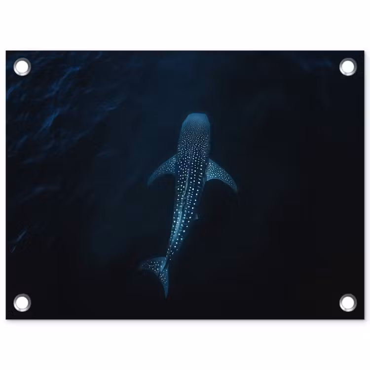 Oceaan - Walvishaai - Donkerblauw - Vlekken tuinposter los doek klein -3d